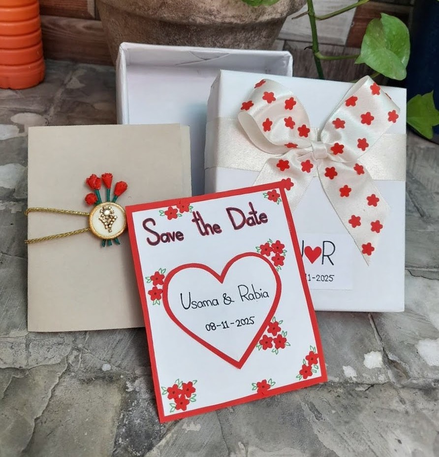 Save the Date Card with Gift Box