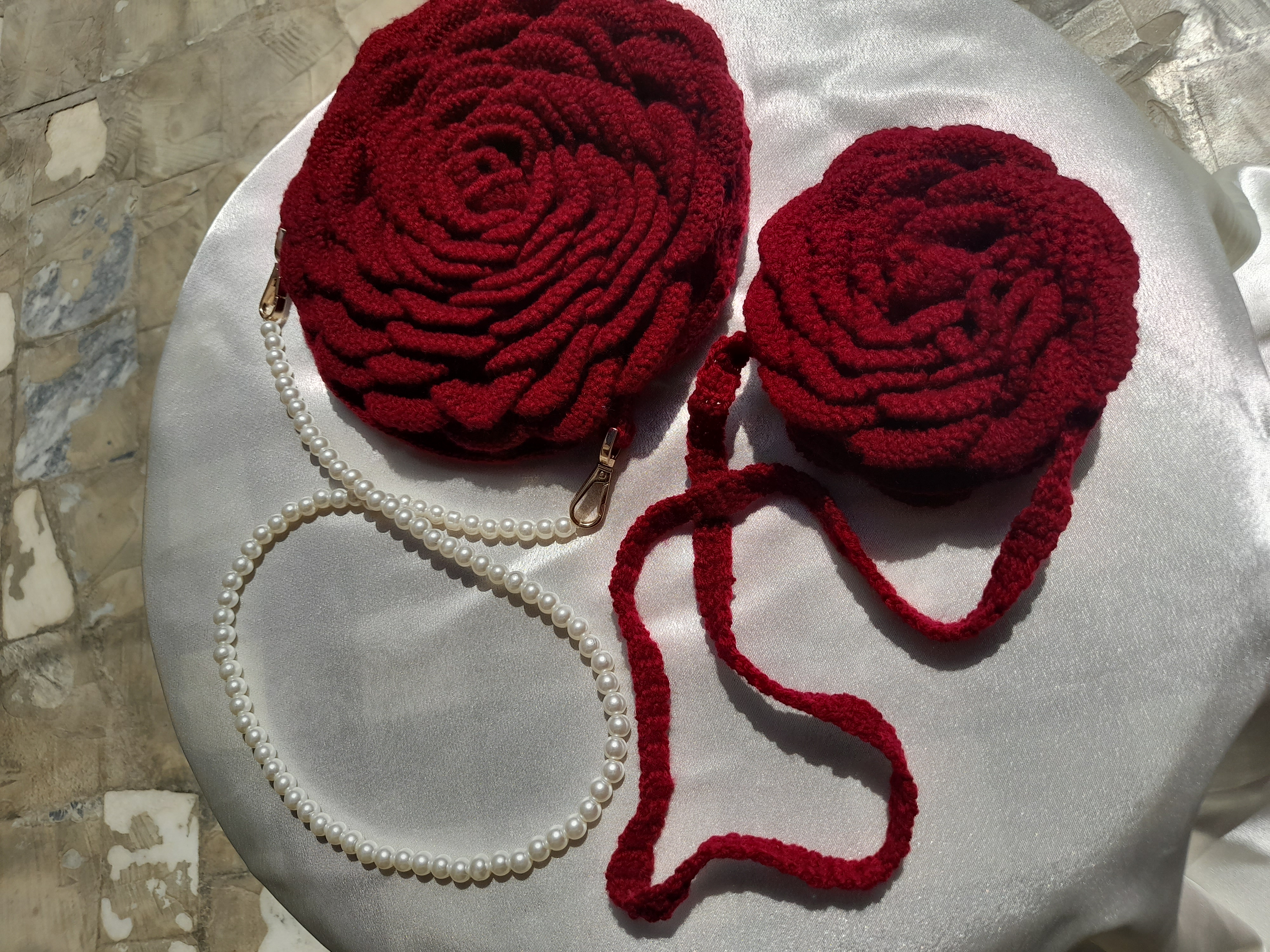 Crochet Rose Bag